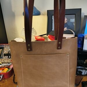 Altered Portland Leather Tan Tote Bag. I Changed The Straps.